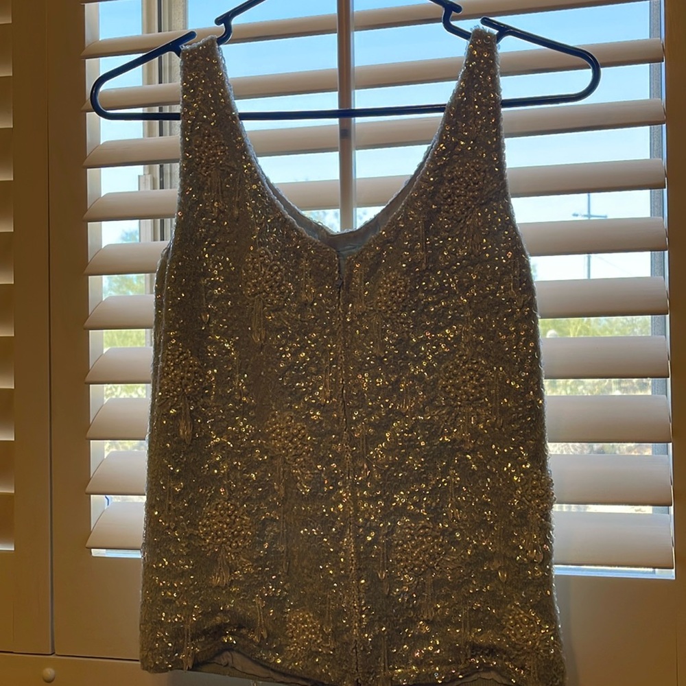 Unsigned Vintage Baby Blue Sequin Top Fits SIZE 8